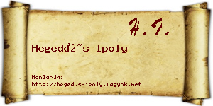 Hegedűs Ipoly névjegykártya